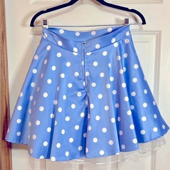 Jodi Kristopher Polka Dot Pleated Periwinkle Skirt with Tulle layers Jrs Size 1 - Picture 5 of 10